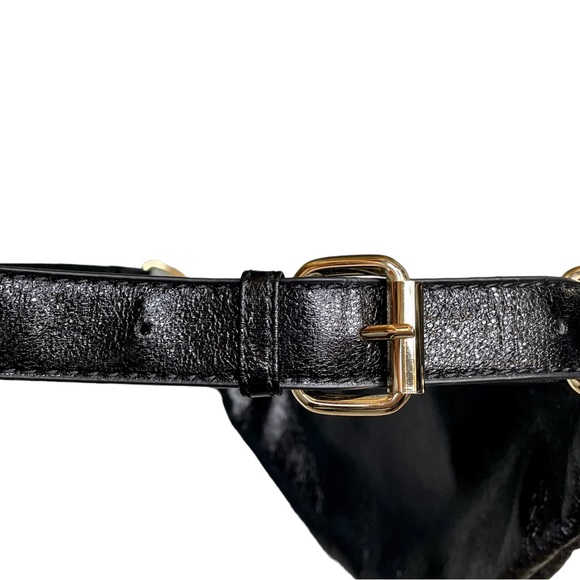 SOLD Quilted Vegan Faux Leather Belt Bag Adjustable Fanny Pack Metallic Black - Picture 6 of 10